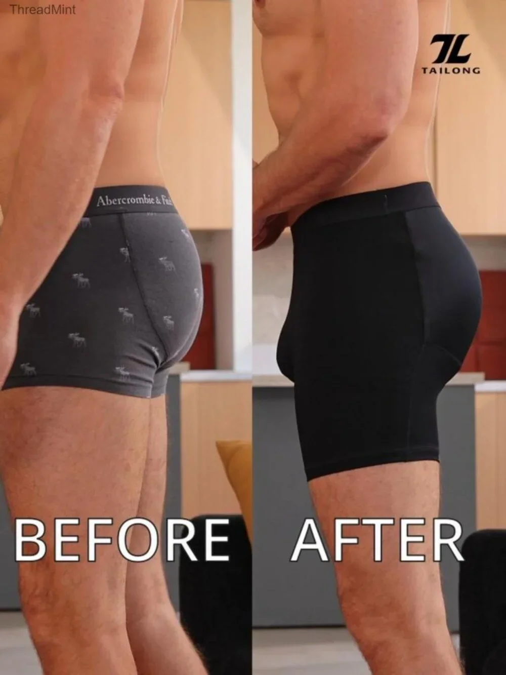 Men's Padded Boxer Briefs Tummy Control Shapewear Butt Lifter
